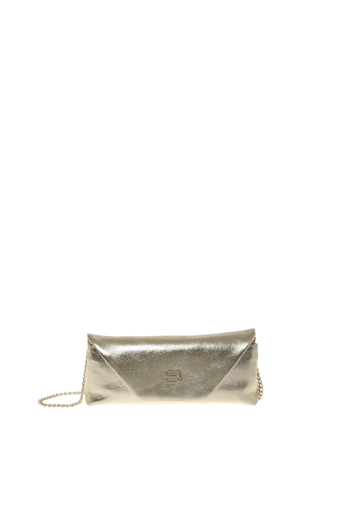 Light gold laminated nappa leather clutch-Baldinini-OUTLET-PLATINO-ARCHIVIST-ARCHIVE-SALE