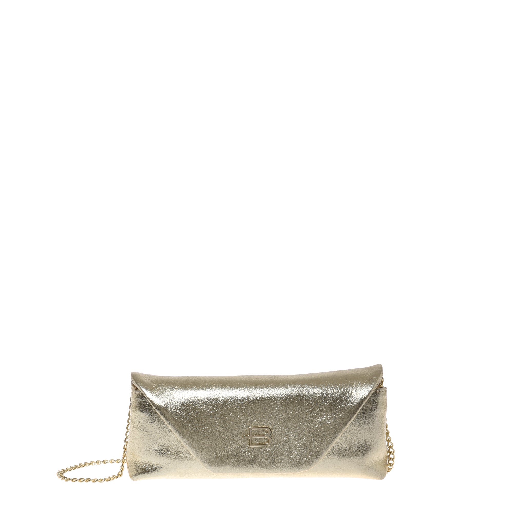Light gold laminated nappa leather clutch
