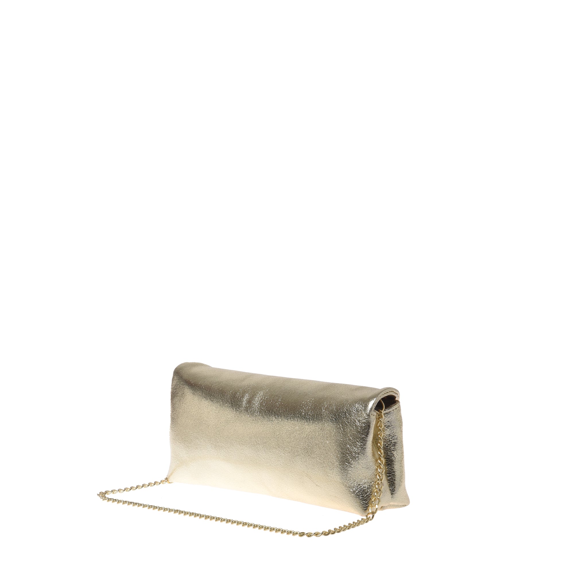 Light gold laminated nappa leather clutch
