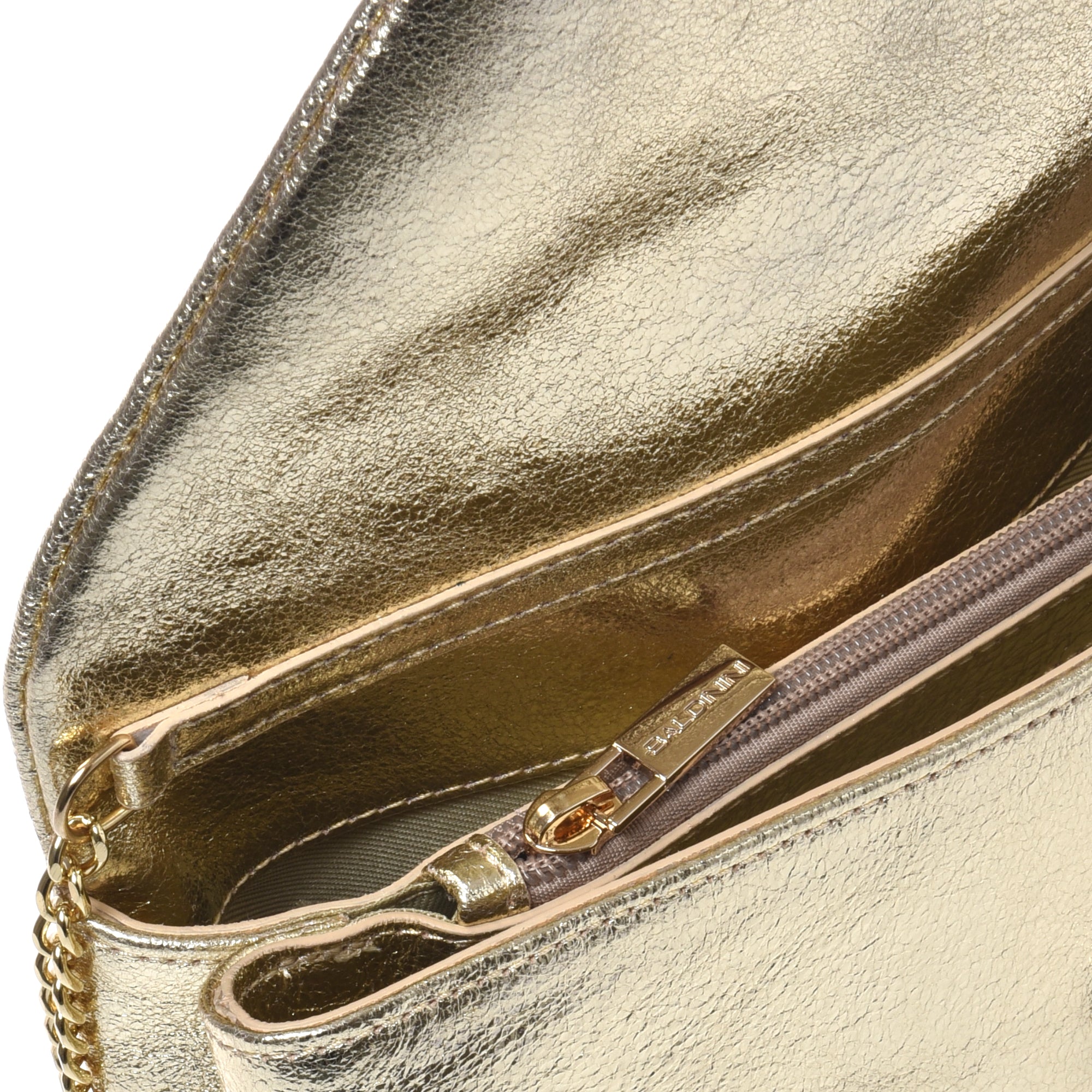 Light gold laminated nappa leather clutch