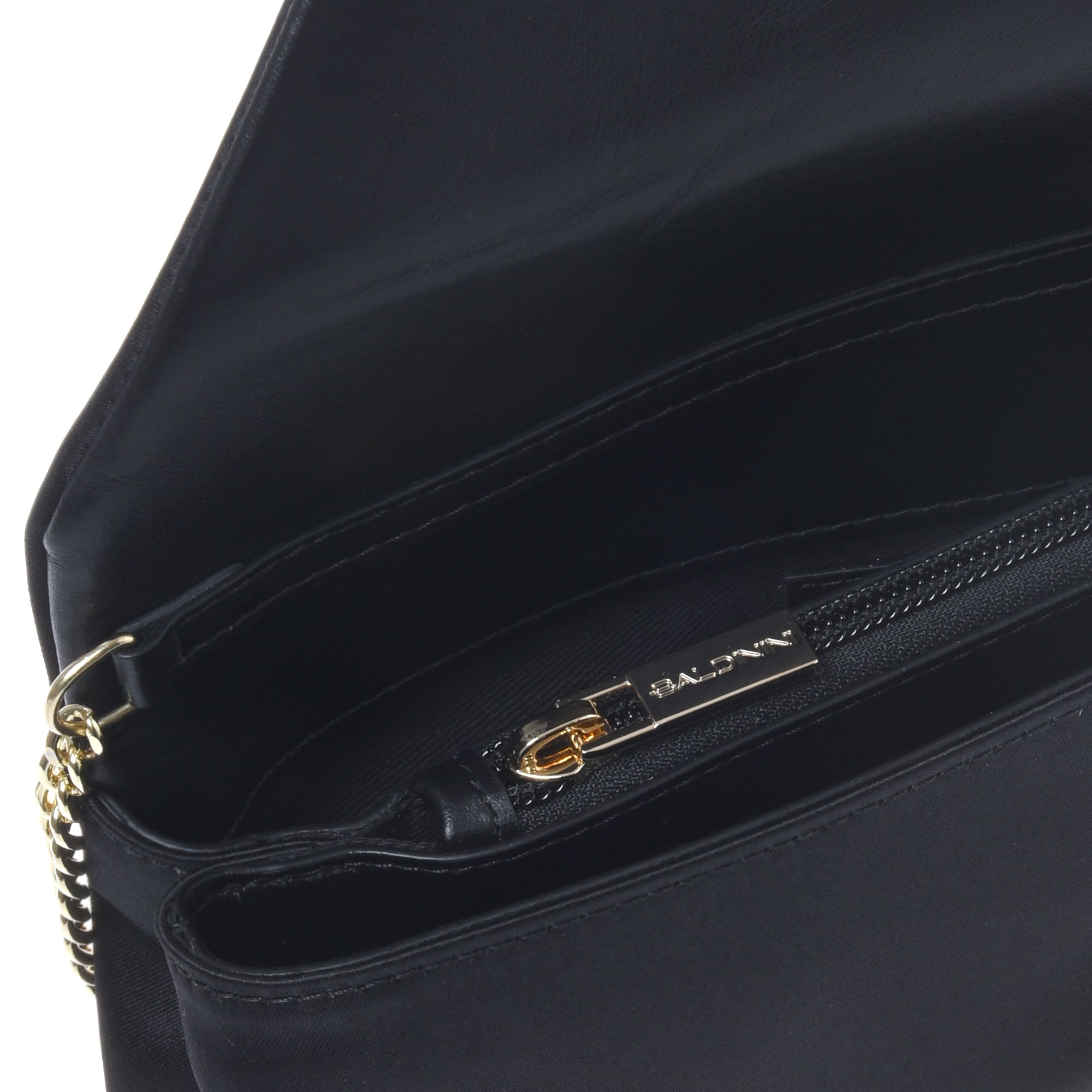 Black satin clutch