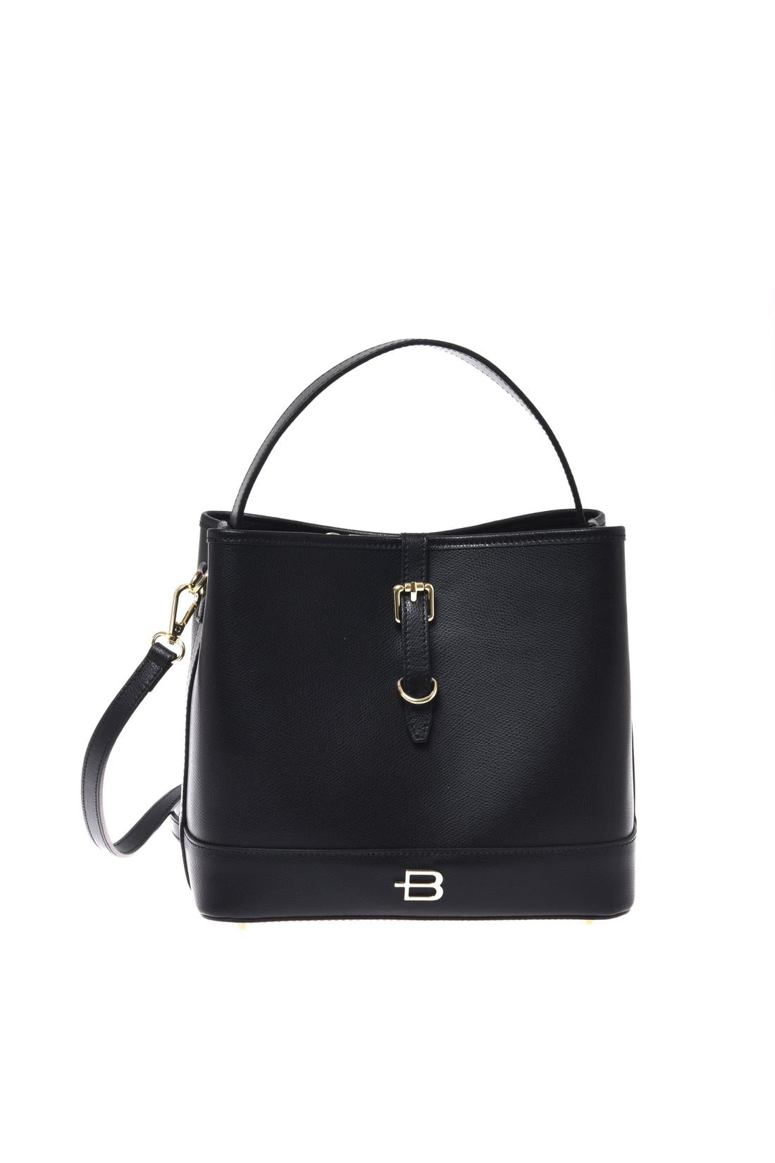 Black palmellato leather handbag-Baldinini-OUTLET-NERO-ARCHIVIST-ARCHIVE-SALE