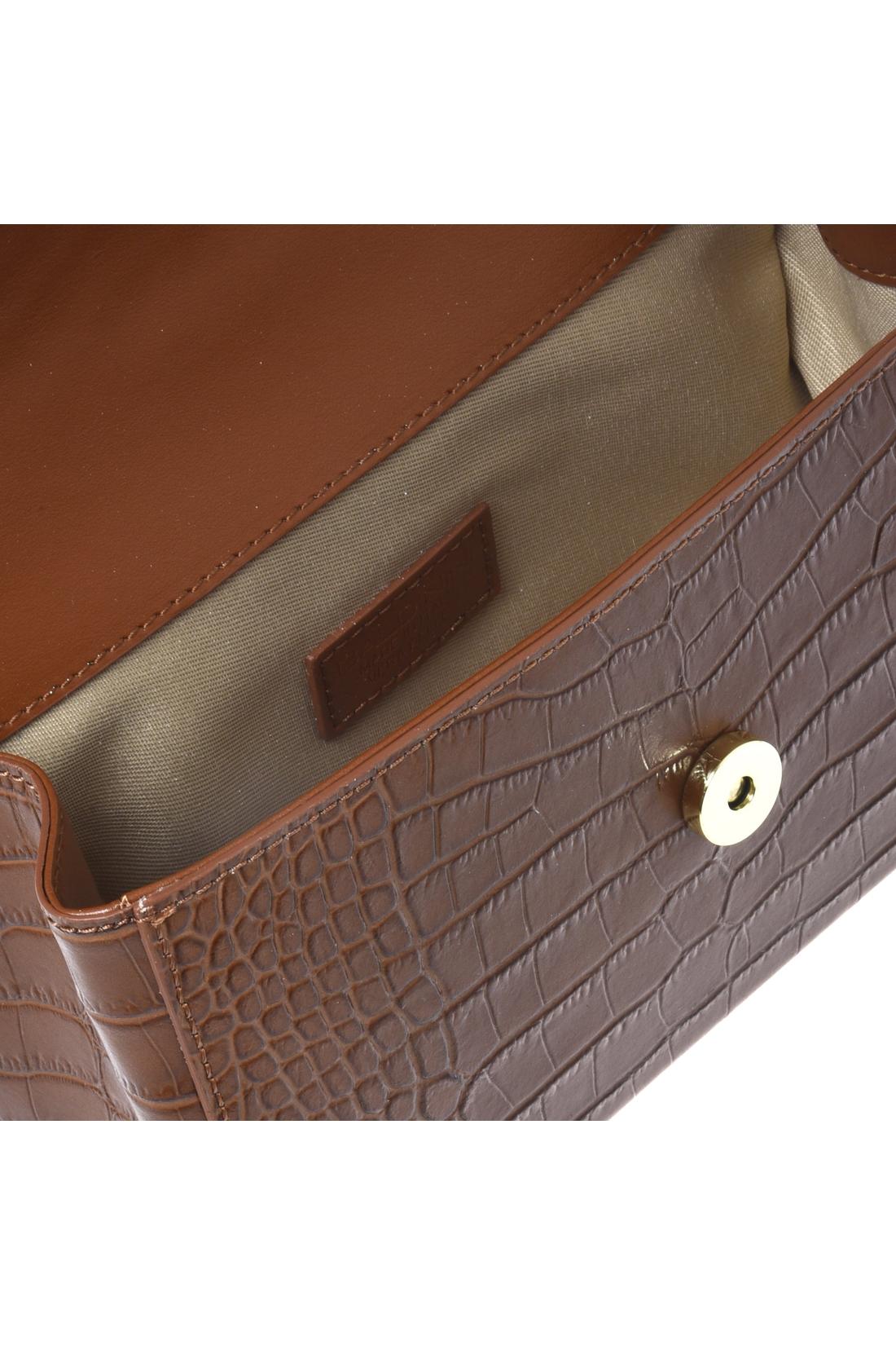 Brown croc‑embossed leather handbag