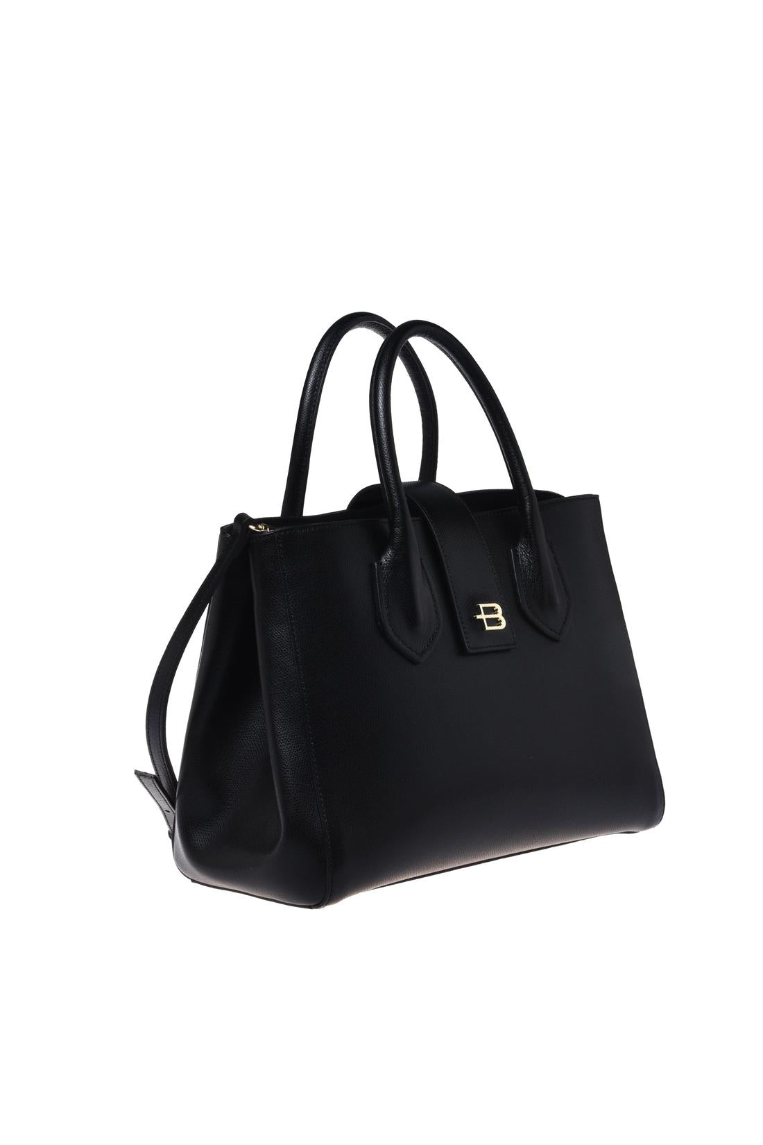 Black palmellato leather handbag