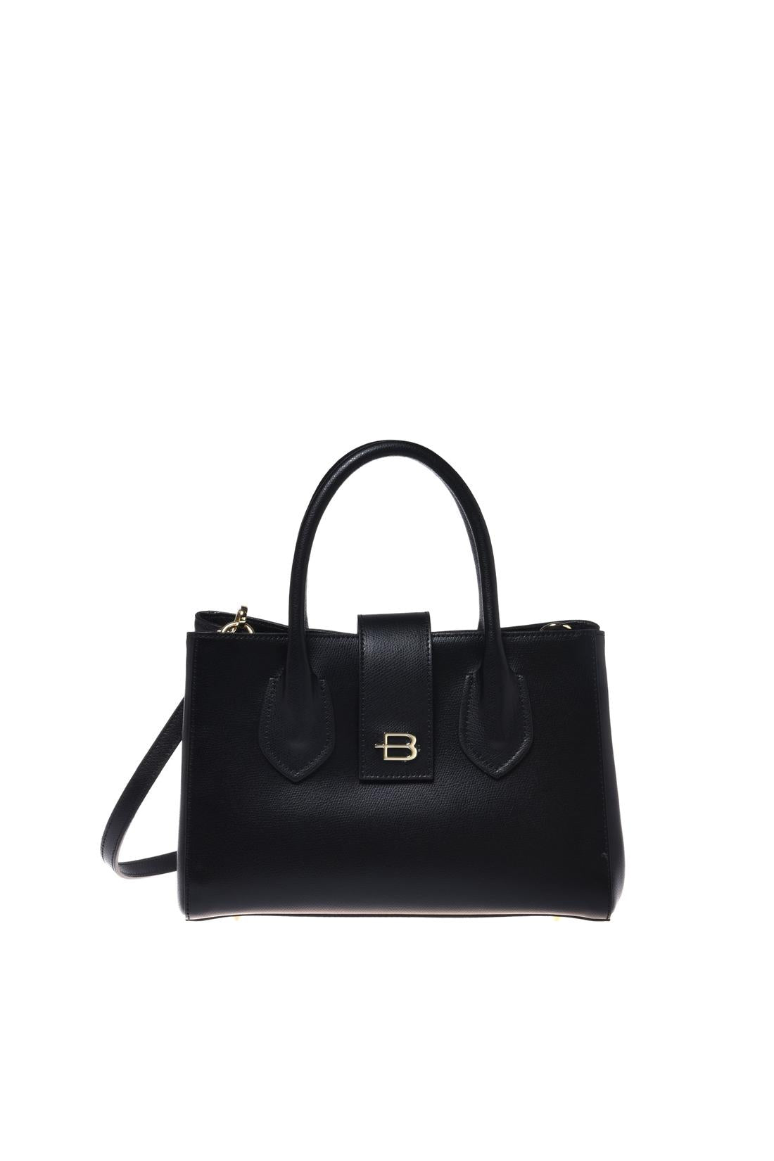 Black palmellato leather handbag-Baldinini-OUTLET-NERO-ARCHIVIST-ARCHIVE-SALE