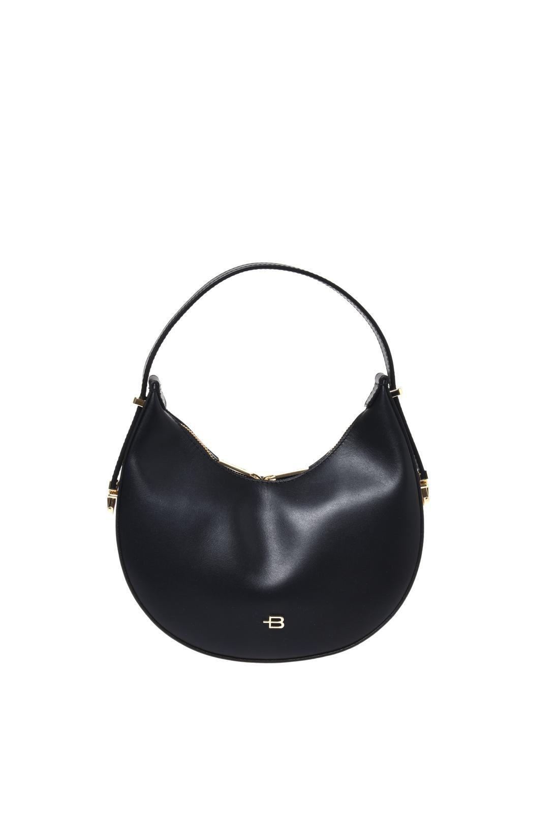 Black leather handbag