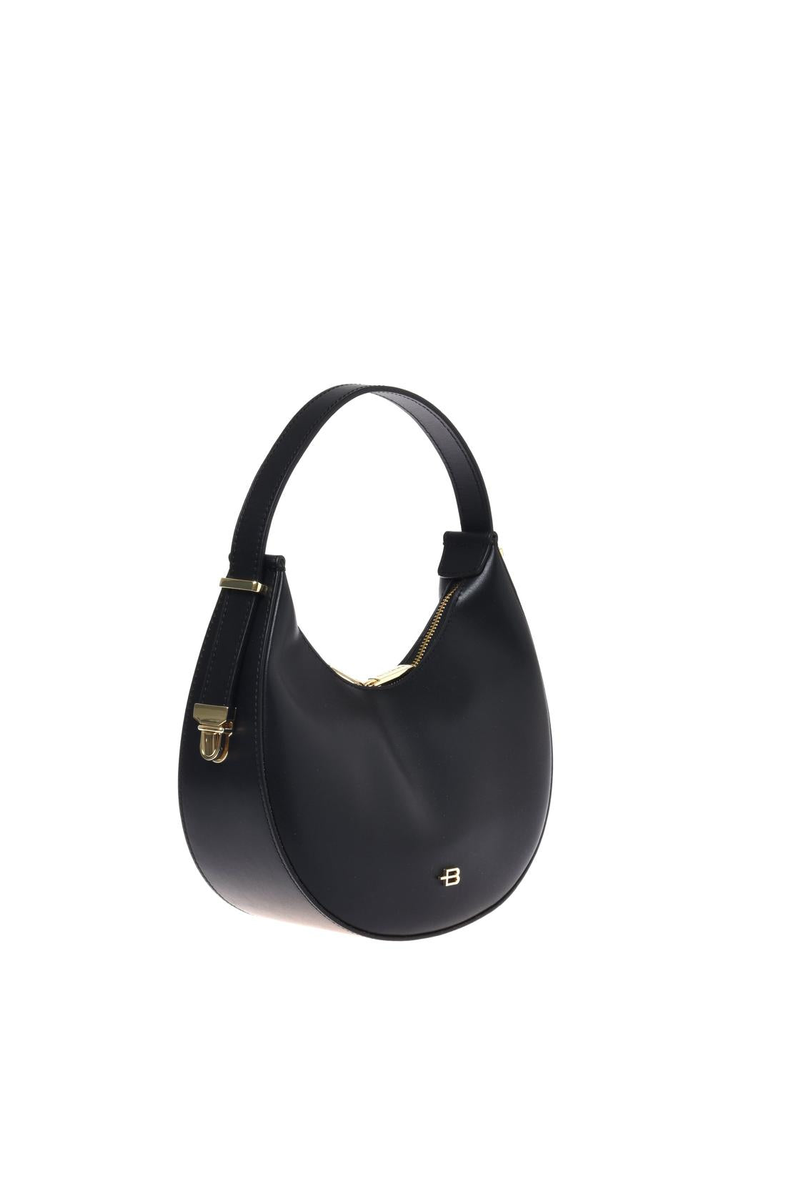 Black leather handbag