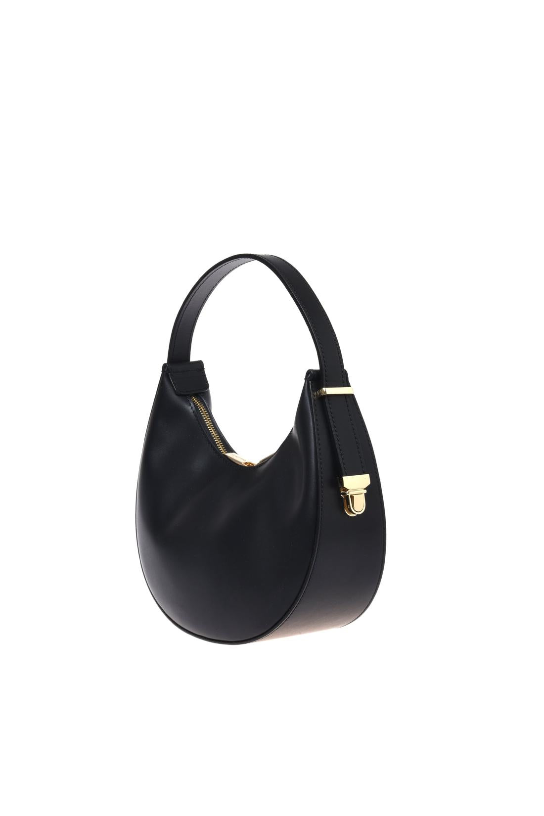 Black leather handbag