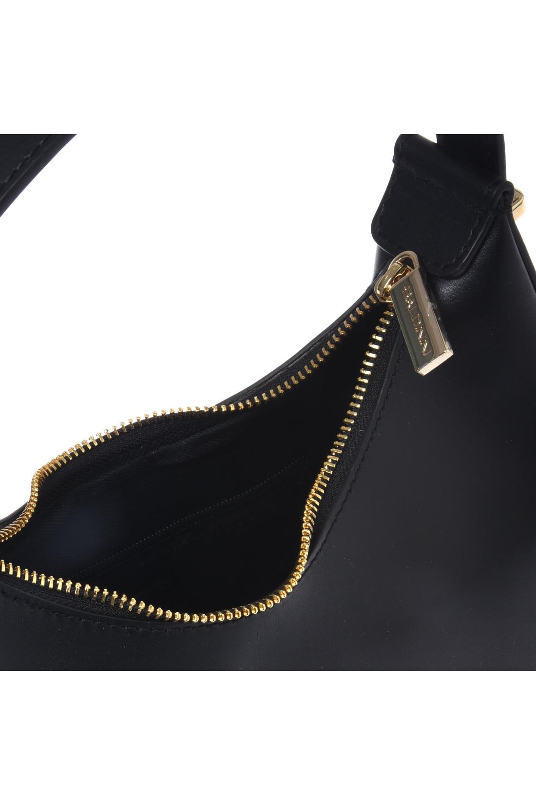 Black leather handbag