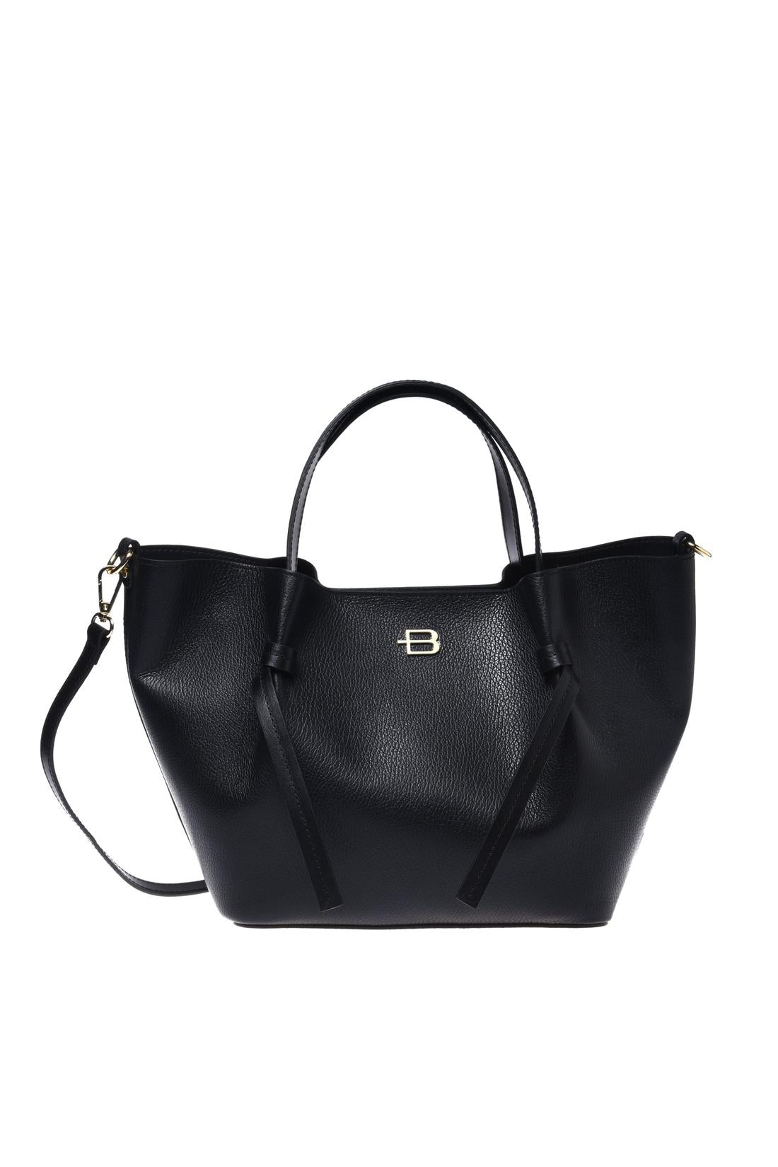 Black pebbled leather shoulder bag-Baldinini-OUTLET-NERO-ARCHIVIST-ARCHIVE-SALE