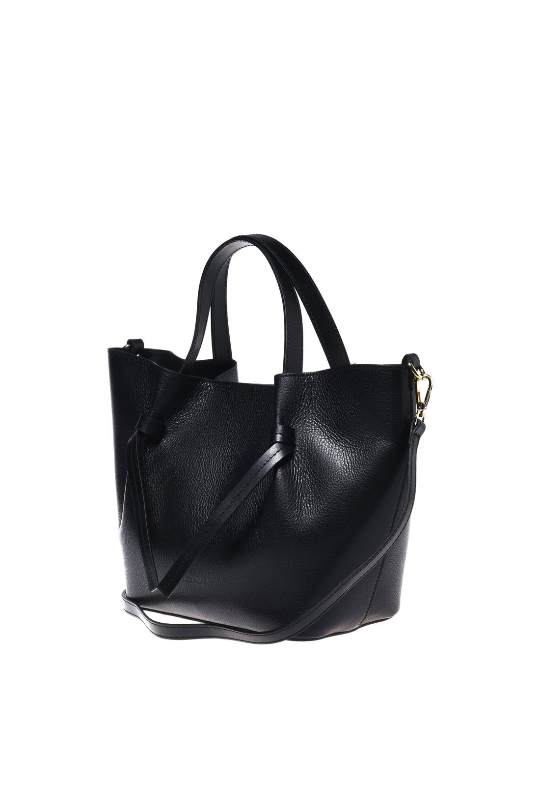 Black pebbled leather shoulder bag-Baldinini-OUTLET-ARCHIVIST-ARCHIVE-SALE