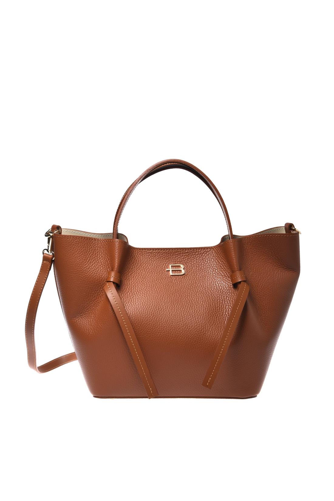 Brown pebbled leather shoulder bag-Baldinini-OUTLET-CUOIO-ARCHIVIST-ARCHIVE-SALE