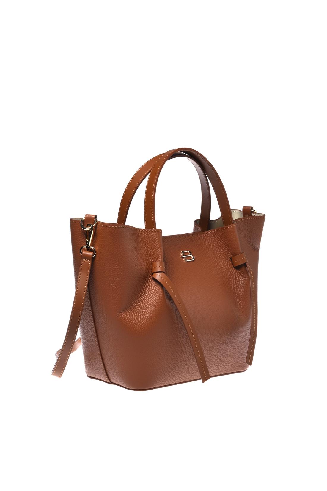 Brown pebbled leather shoulder bag-Baldinini-OUTLET-ARCHIVIST-ARCHIVE-SALE