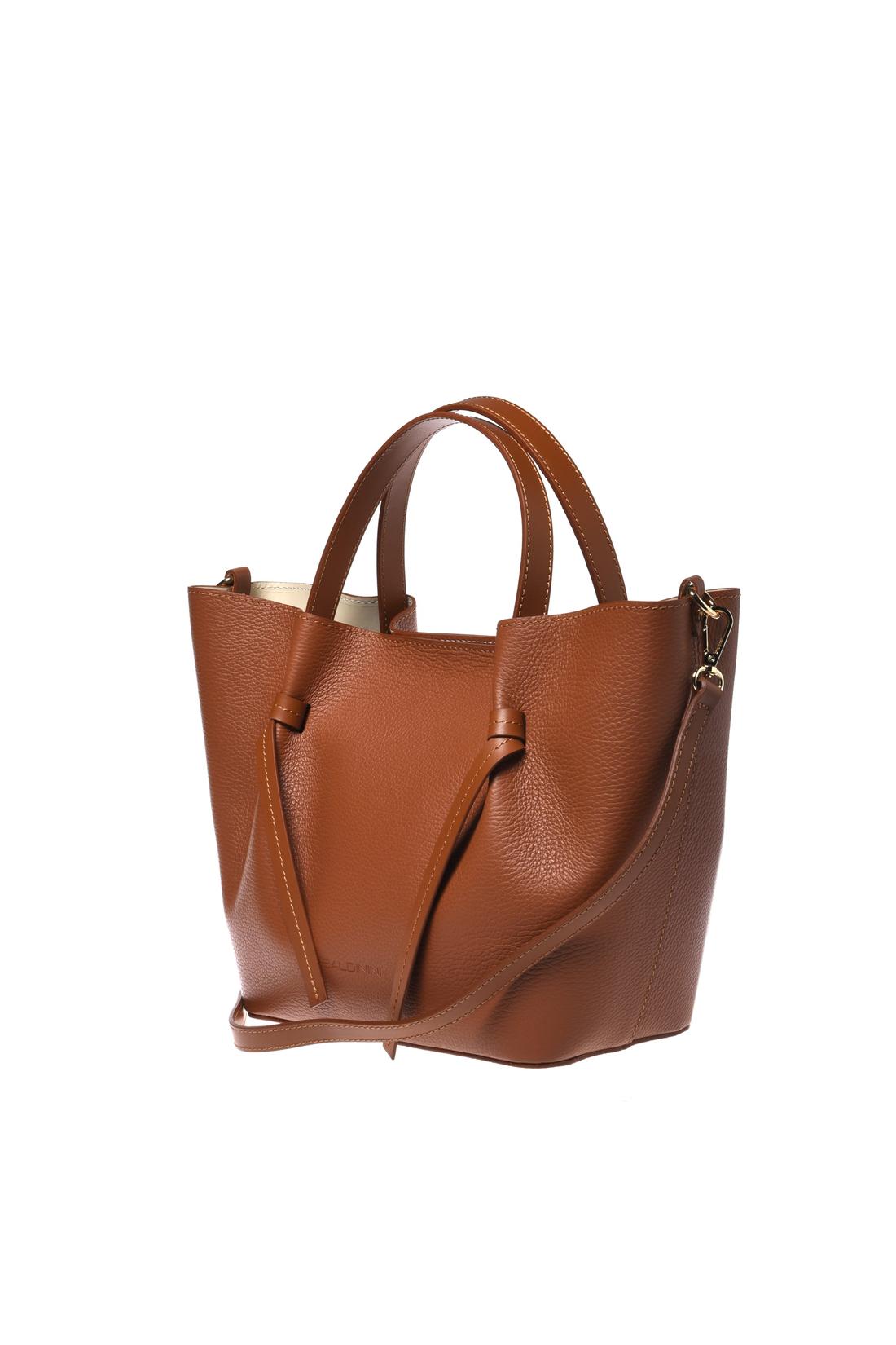Brown pebbled leather shoulder bag-Baldinini-OUTLET-ARCHIVIST-ARCHIVE-SALE