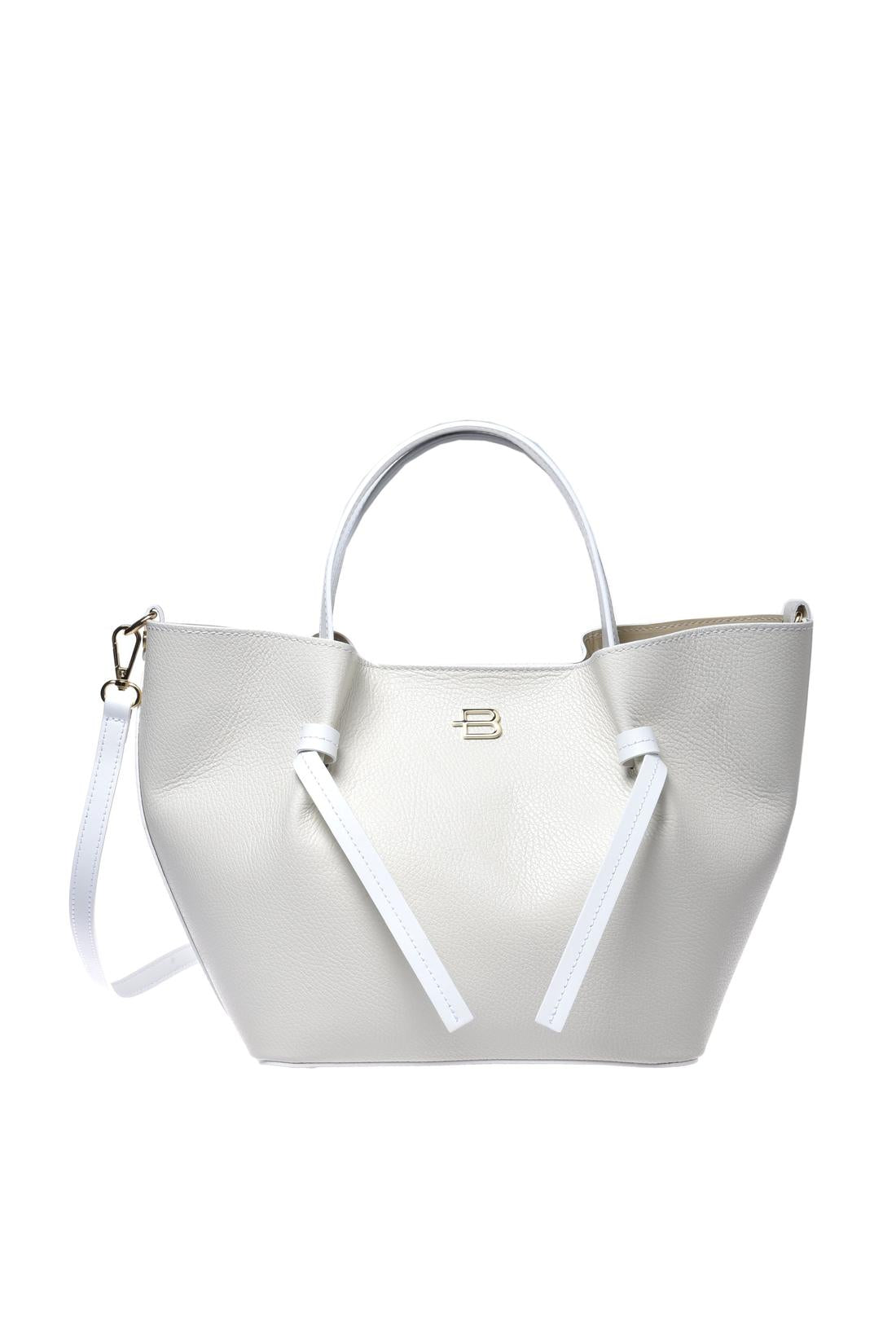 White pebbled leather shoulder bag