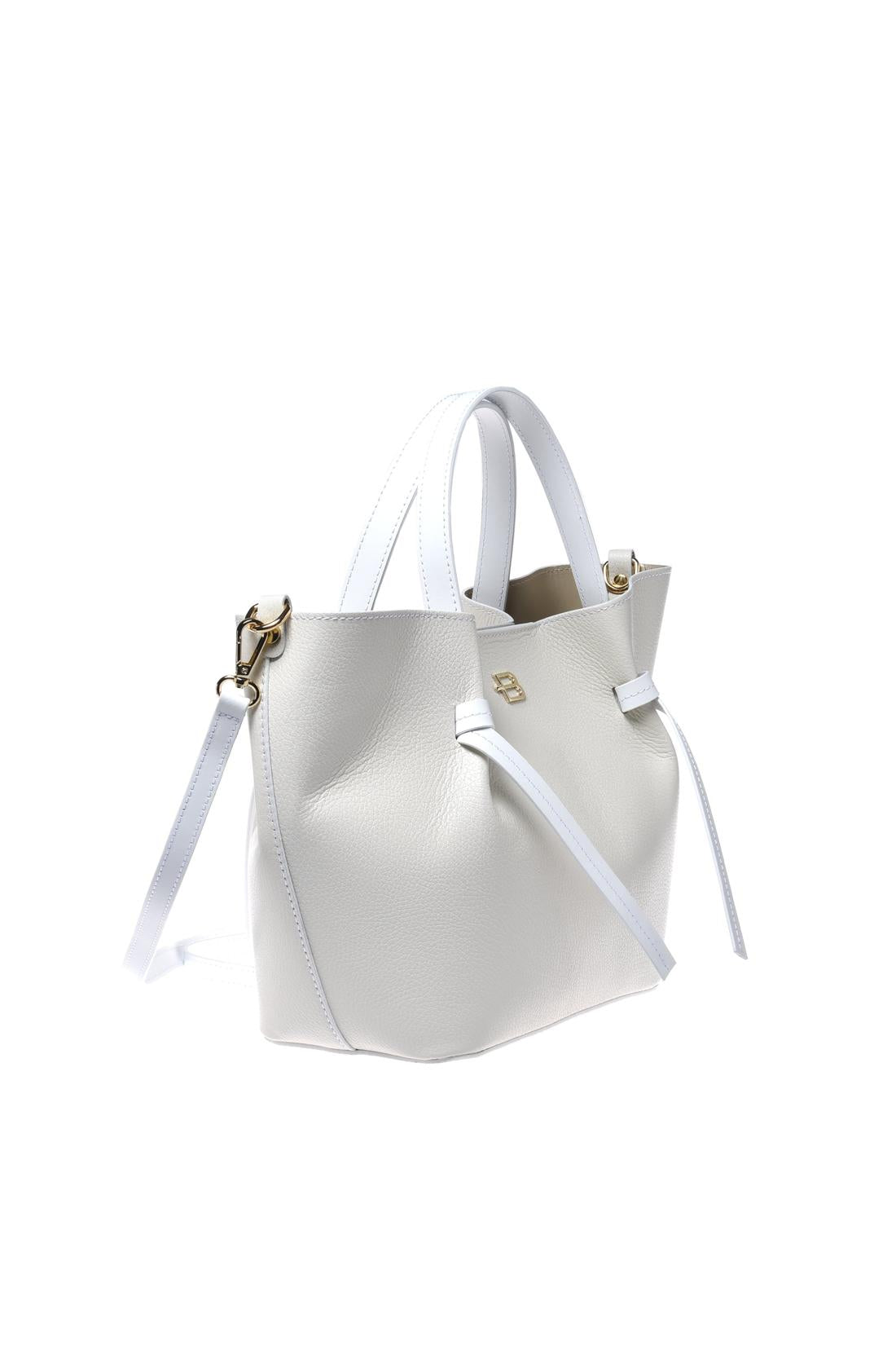 White pebbled leather shoulder bag