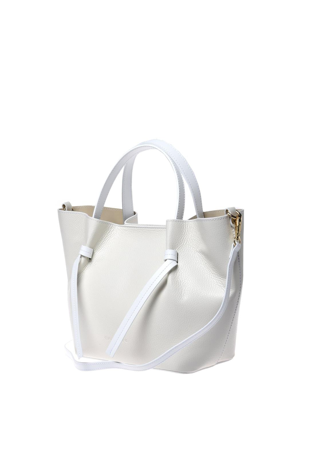 White pebbled leather shoulder bag