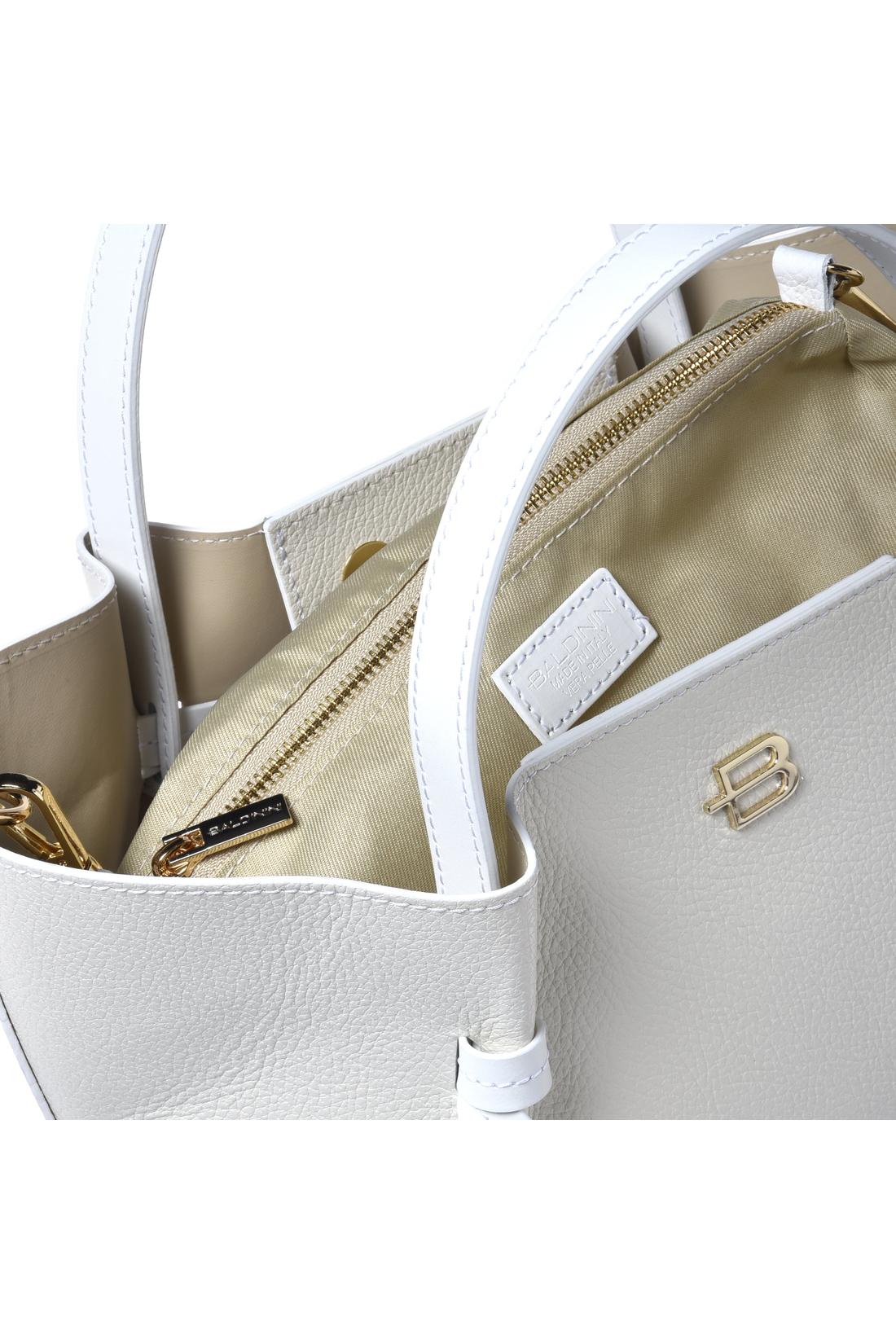 White pebbled leather shoulder bag