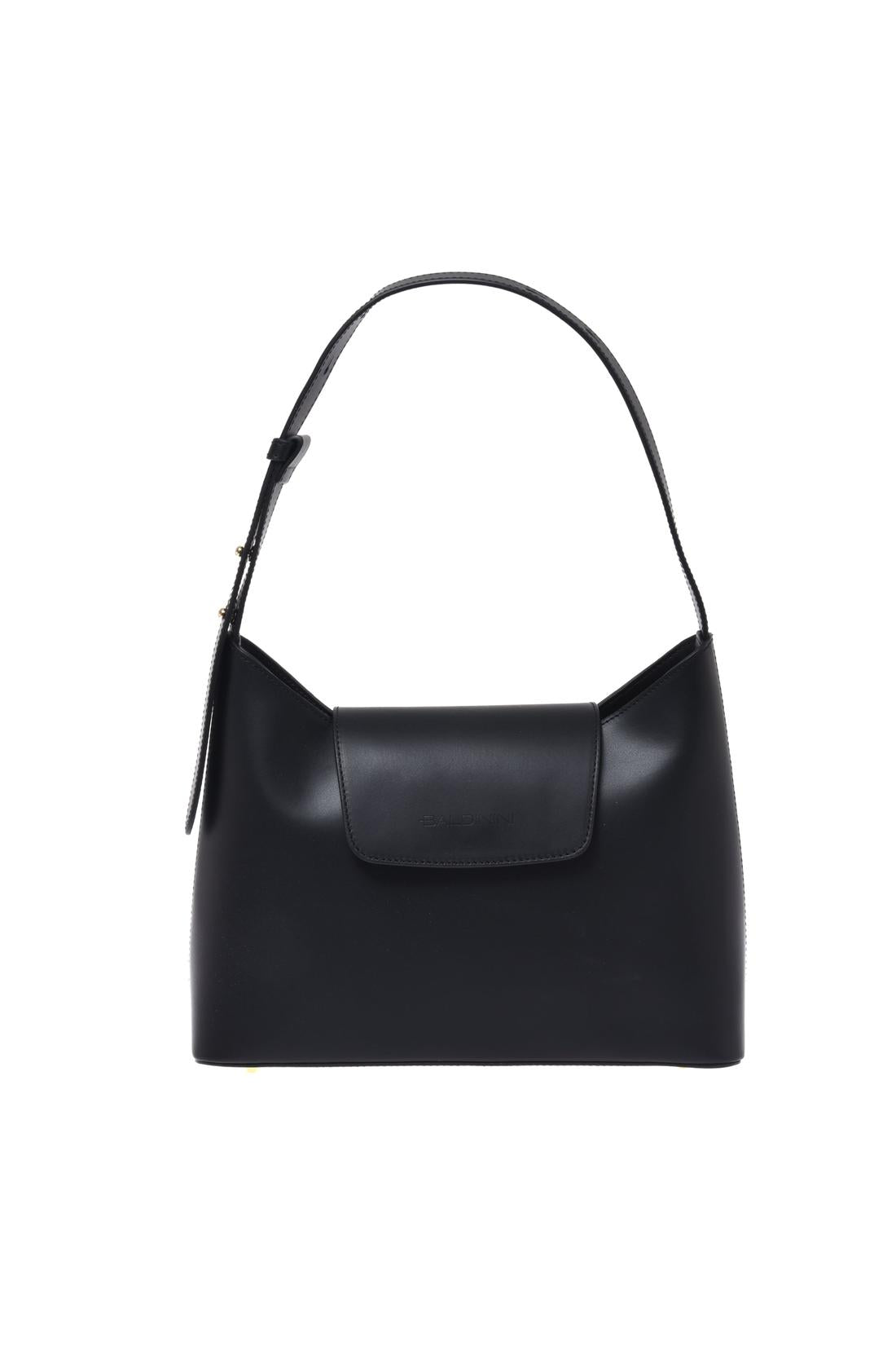 Black leather shoulder bag