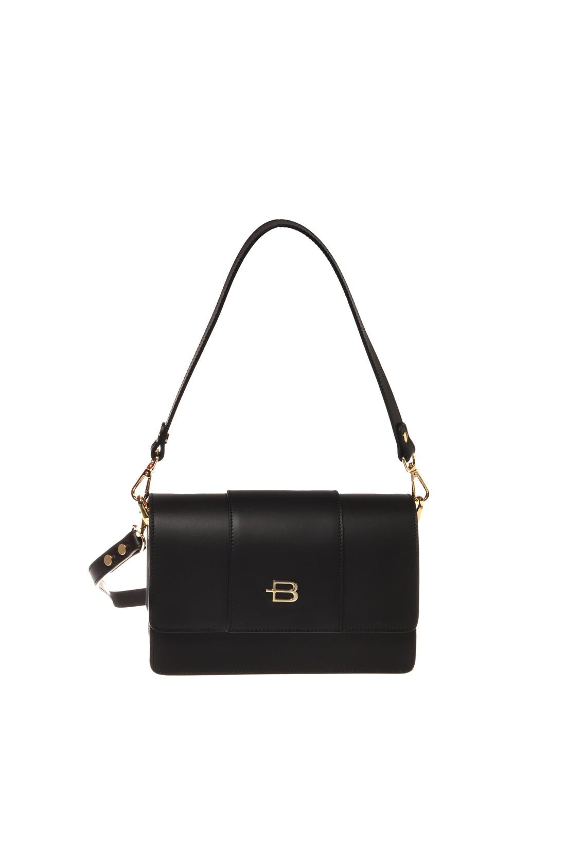 Black leather shoulder bag