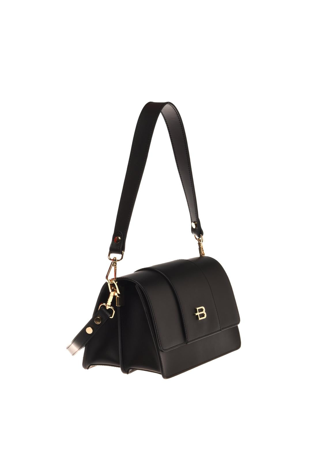 Black leather shoulder bag
