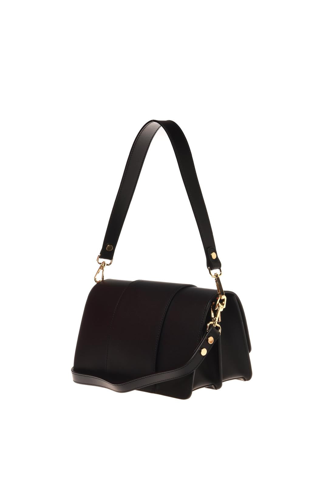 Black leather shoulder bag