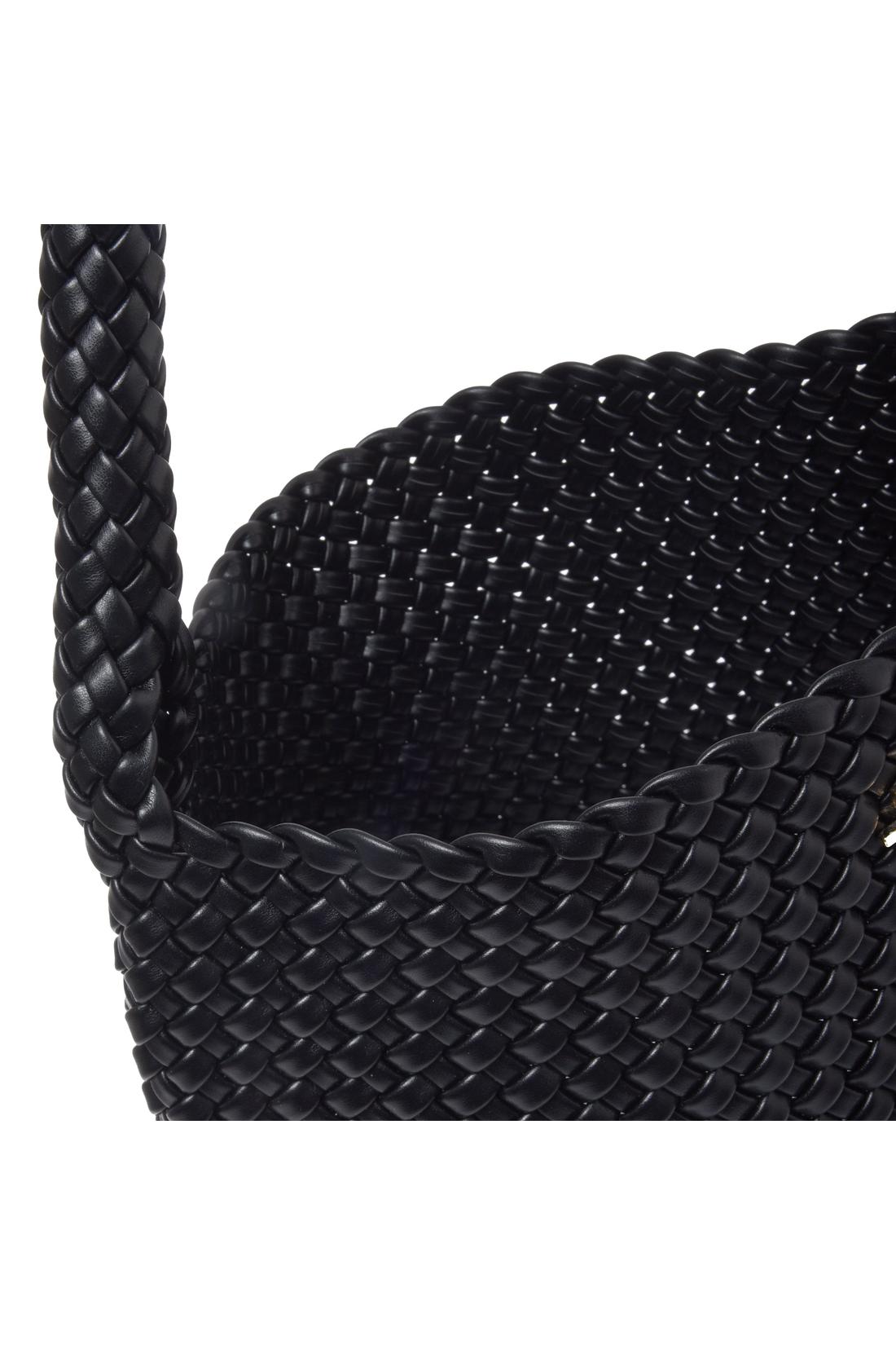 Black woven eco-leather shoulder bag