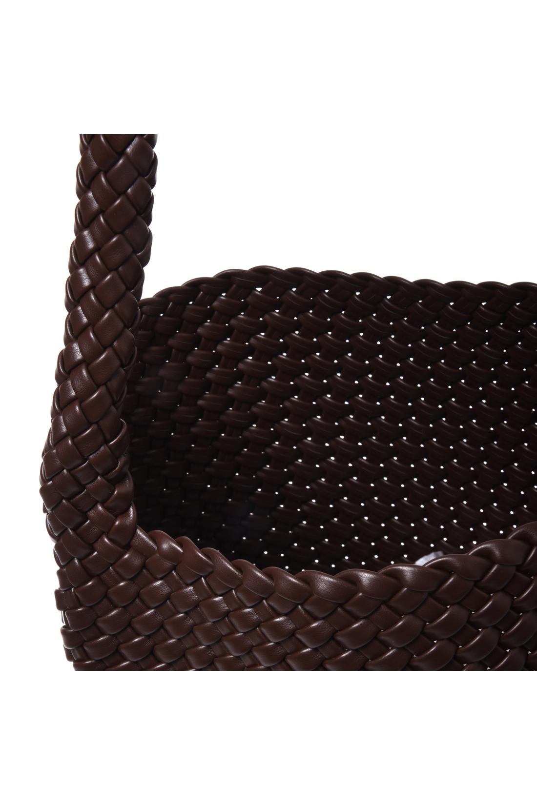 Brown woven eco-leather shoulder bag