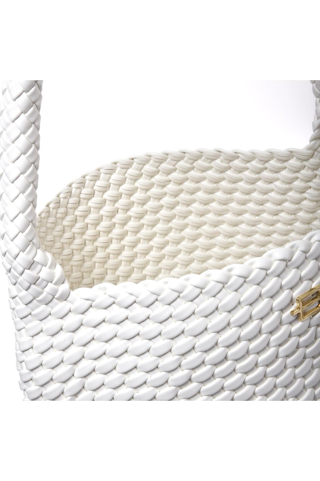 White woven eco-leather shoulder bag