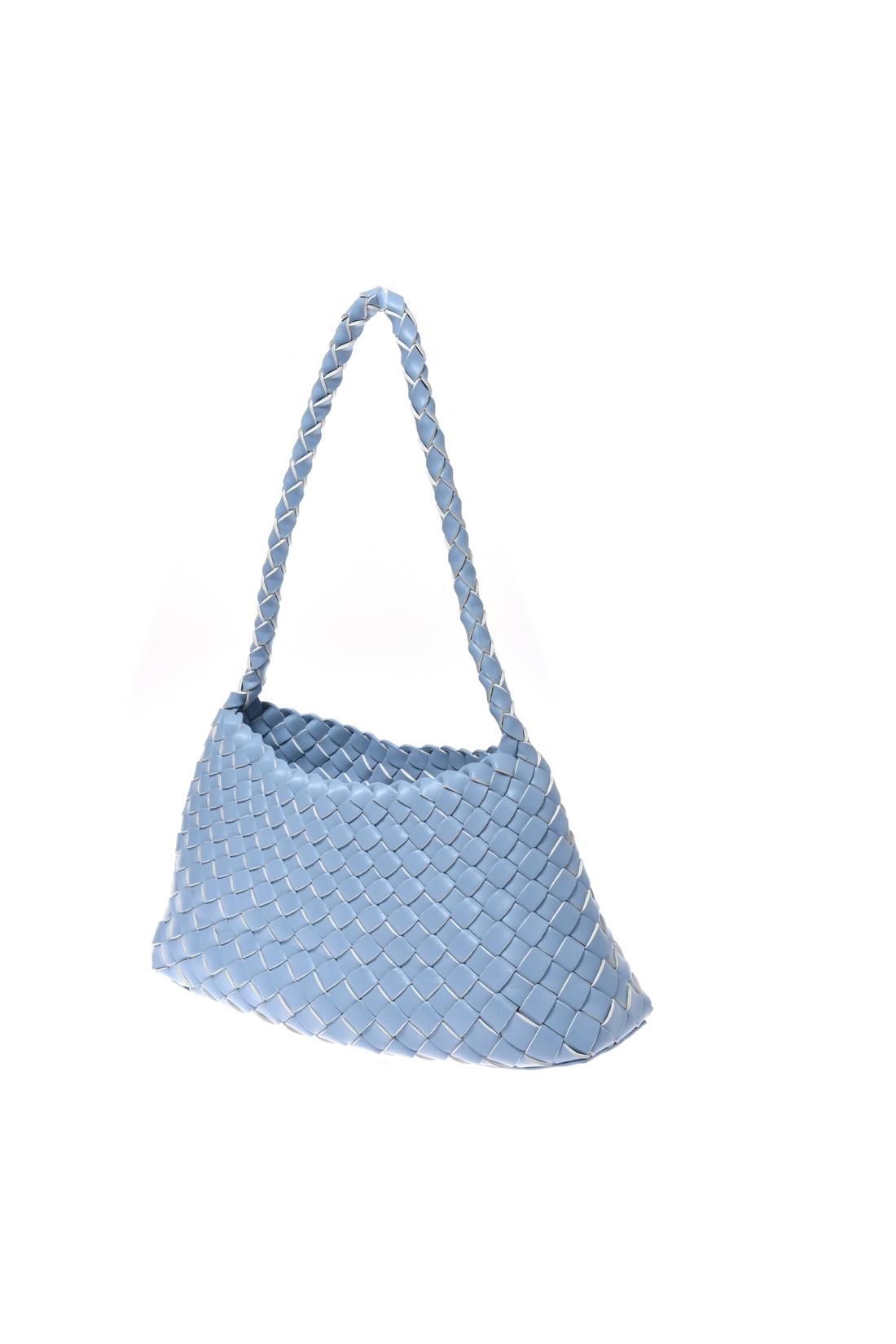 Light blue woven faux leather shoulder bag