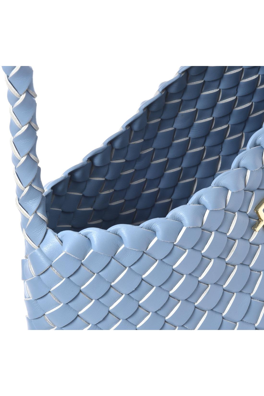 Light blue woven faux leather shoulder bag
