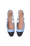 Ballerina pump in black and light blue nappa leather