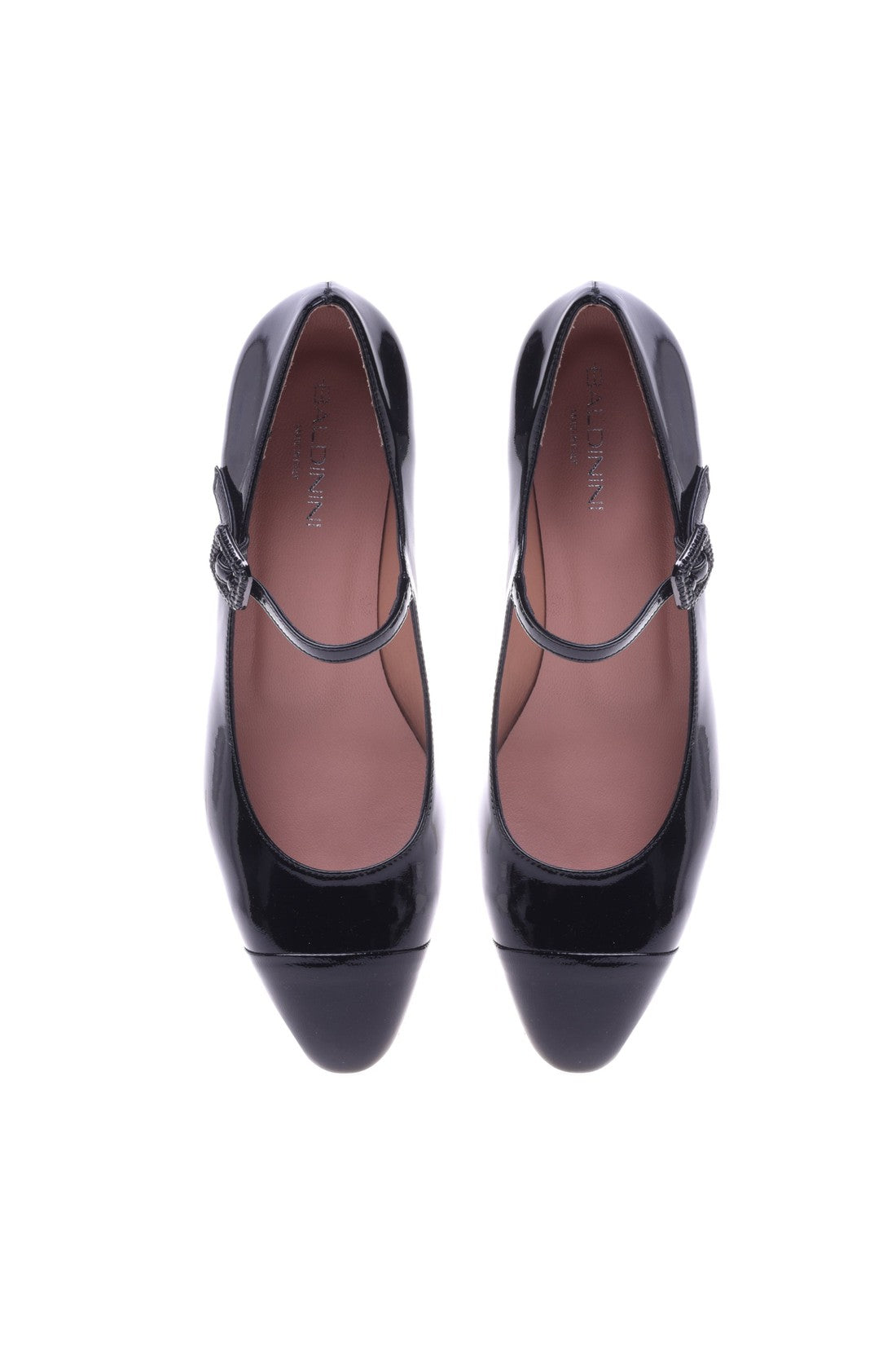 Black patent low court shoe