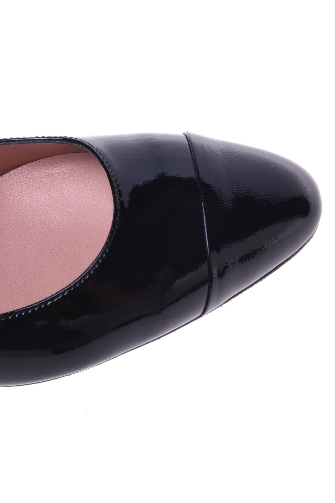 Black patent low court shoe