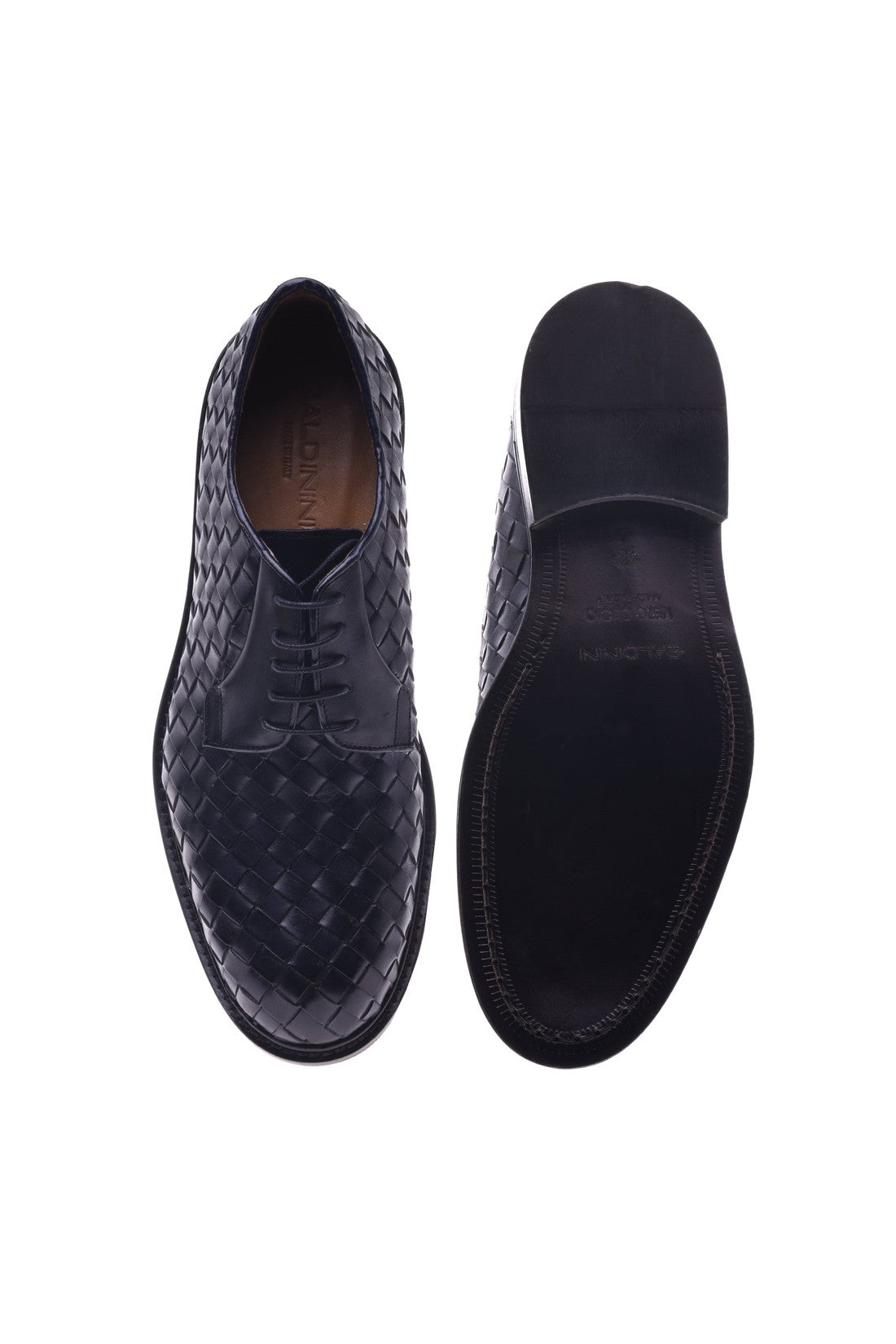 Blue woven leather derby