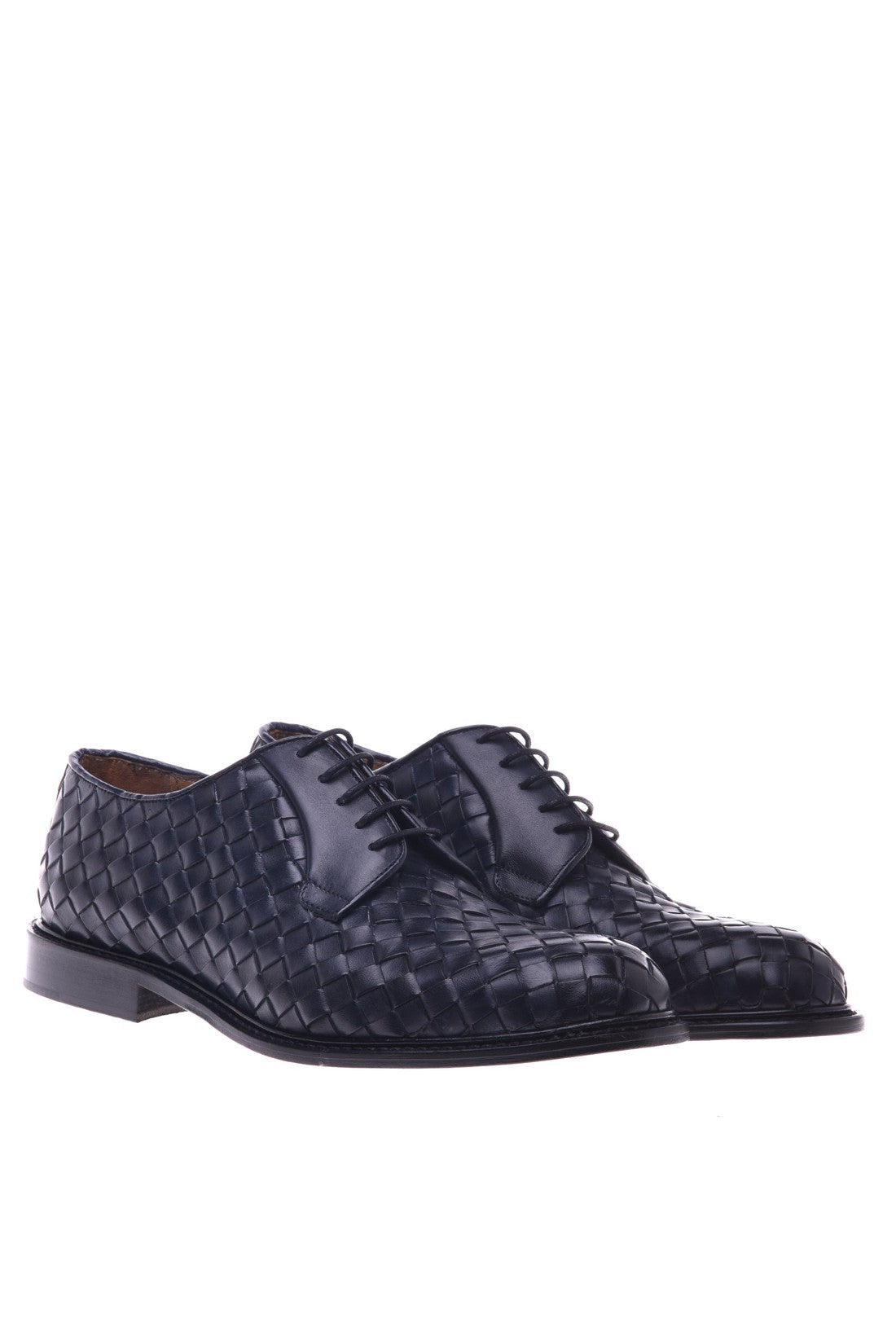 Blue woven leather derby