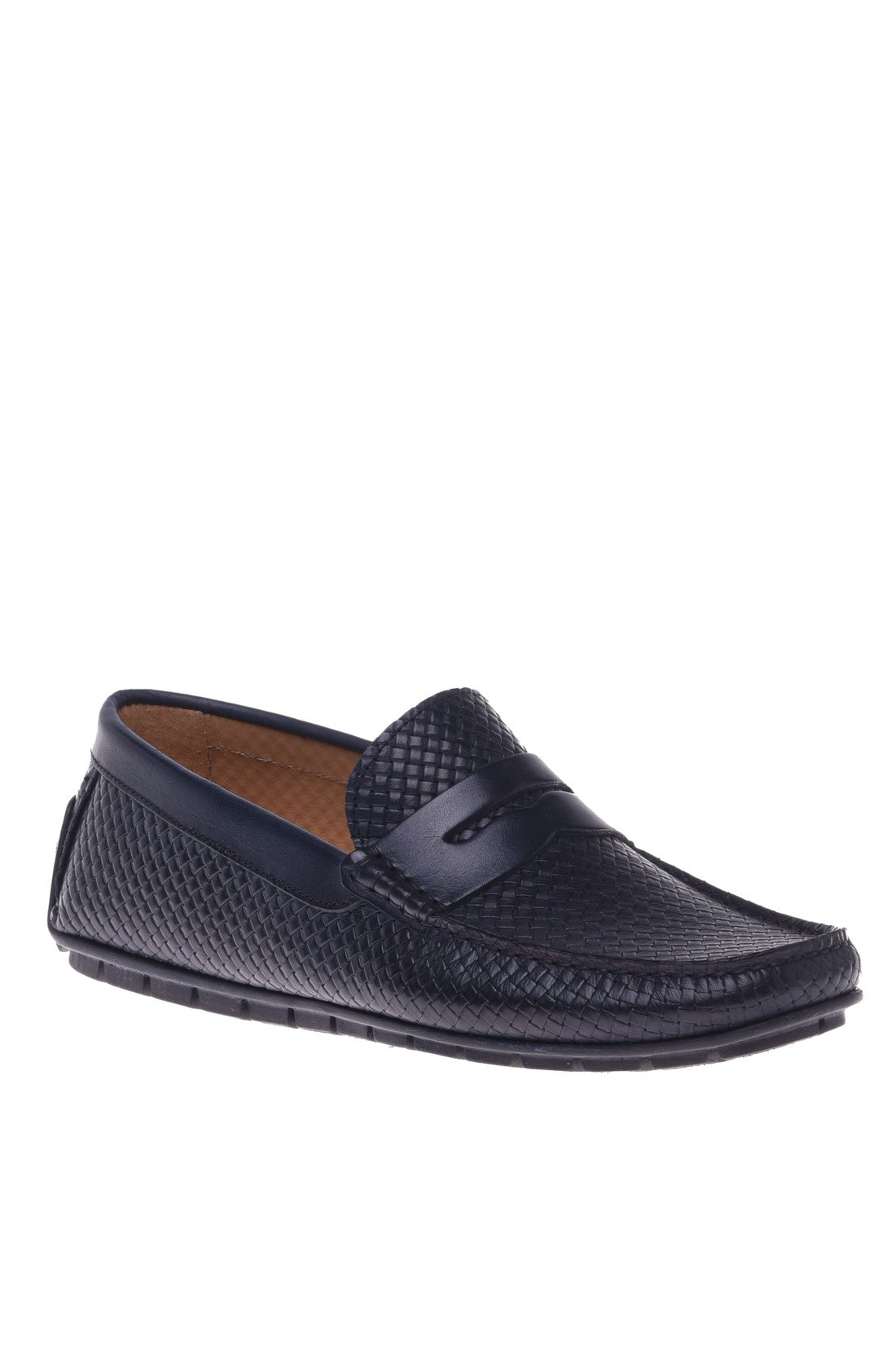 Blue woven print loafer