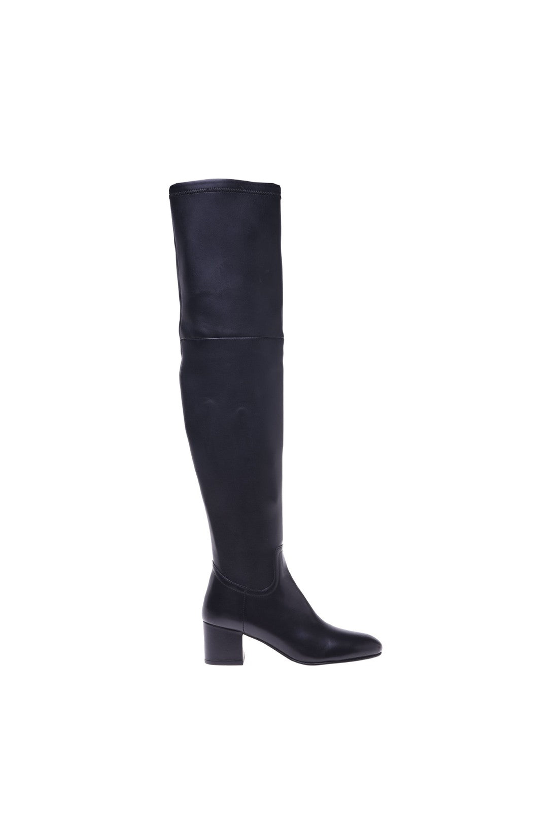 Boots in stretchy faux nappa and black leather