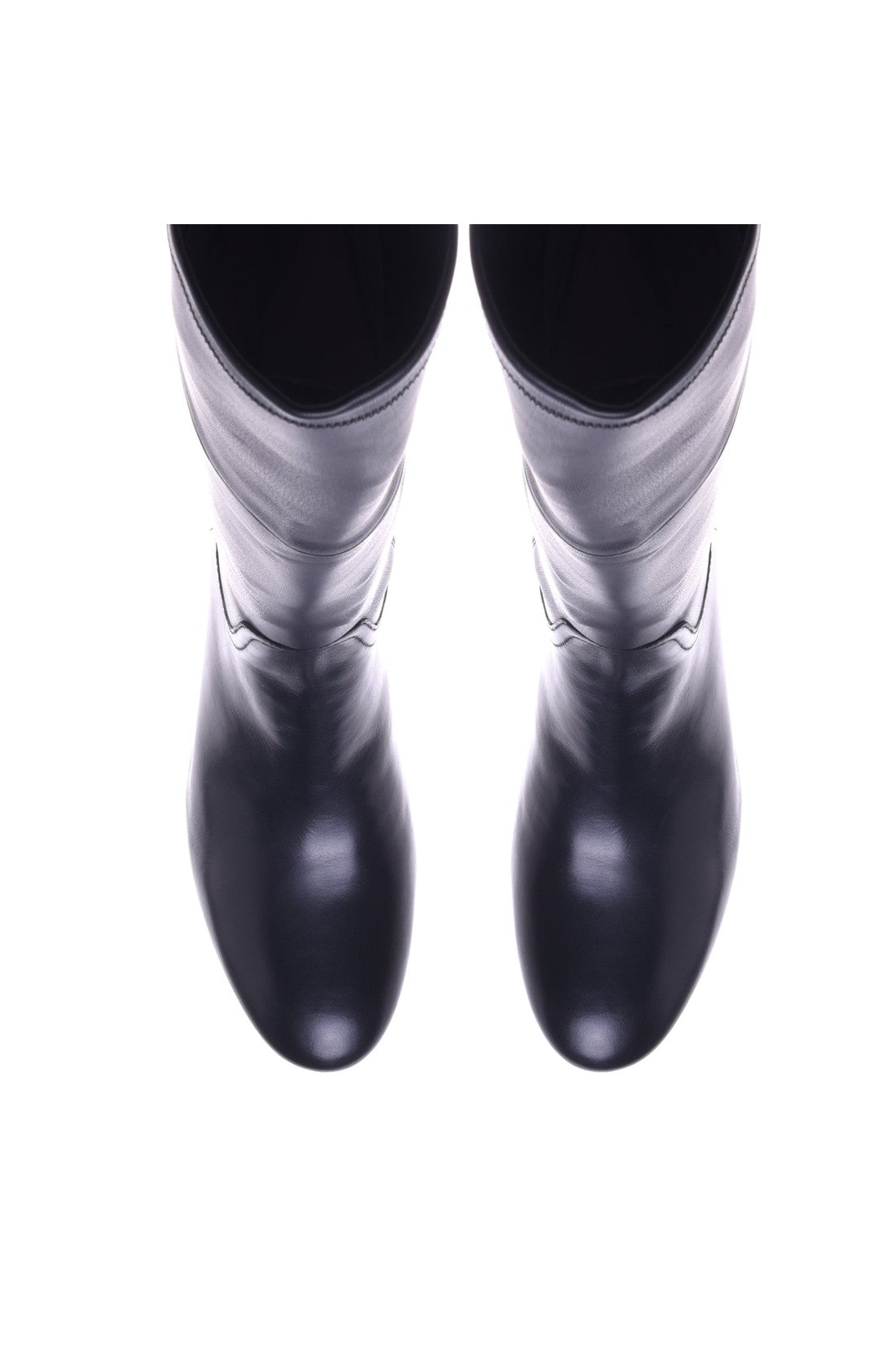 Boots in stretchy faux nappa and black leather