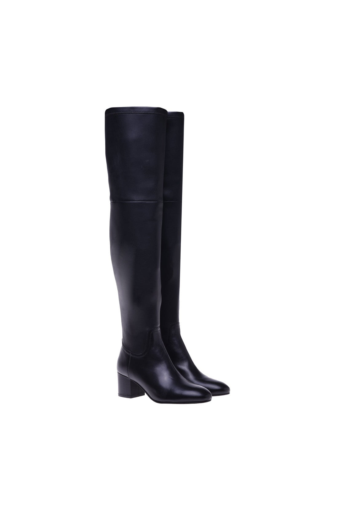 Boots in stretchy faux nappa and black leather