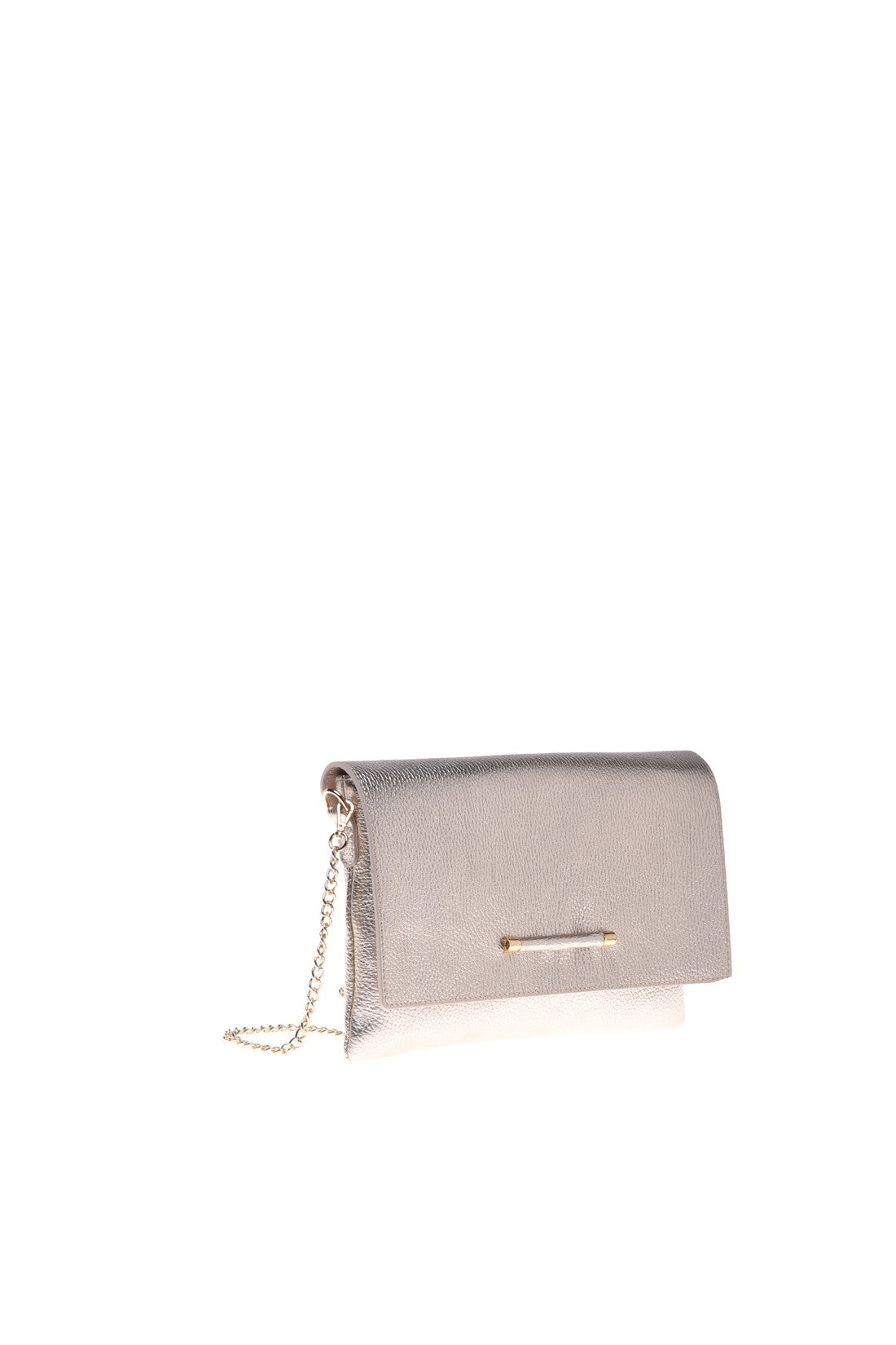 Clutch bag in platinum tumbled leather