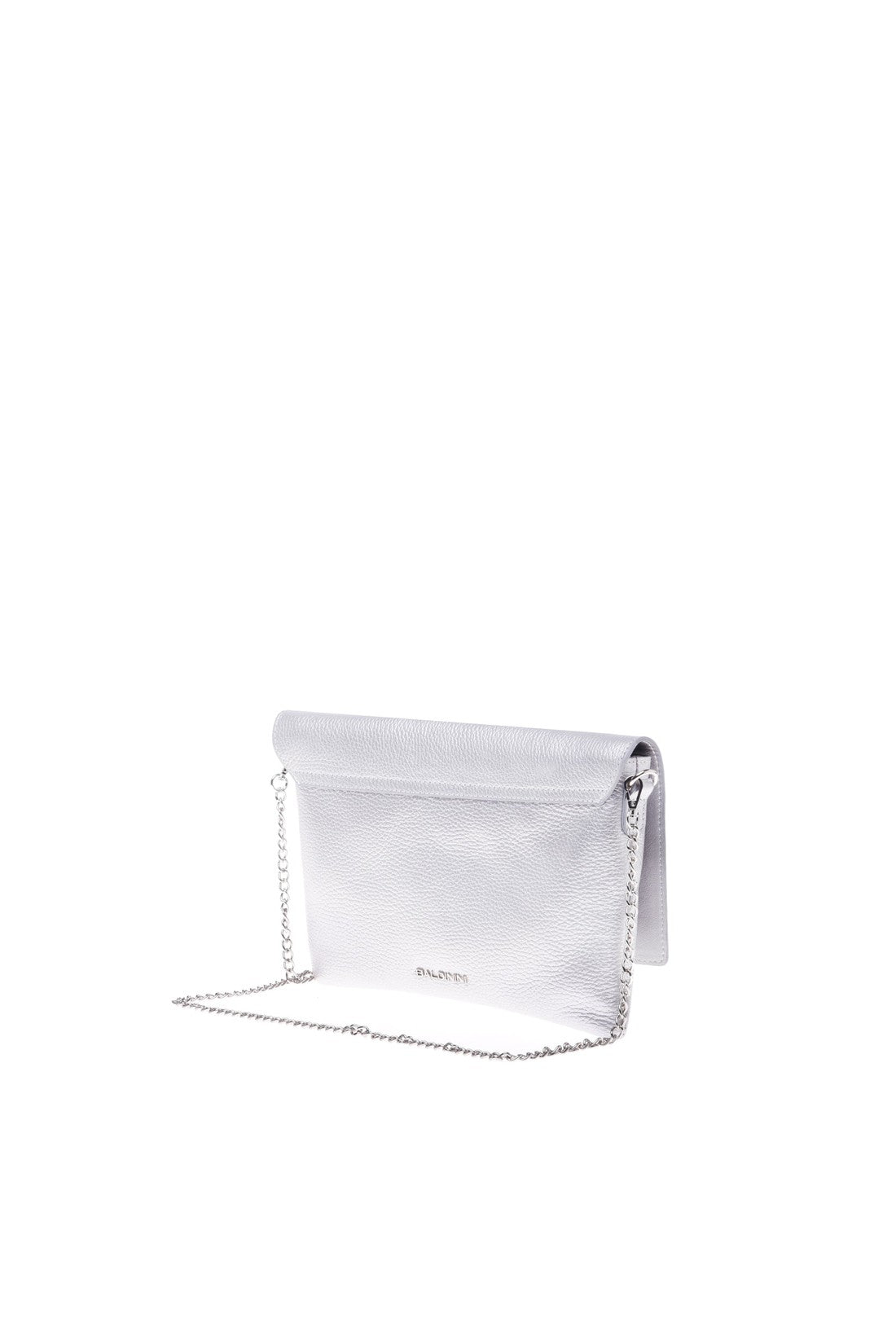 Clutch bag in silver tumbled leather