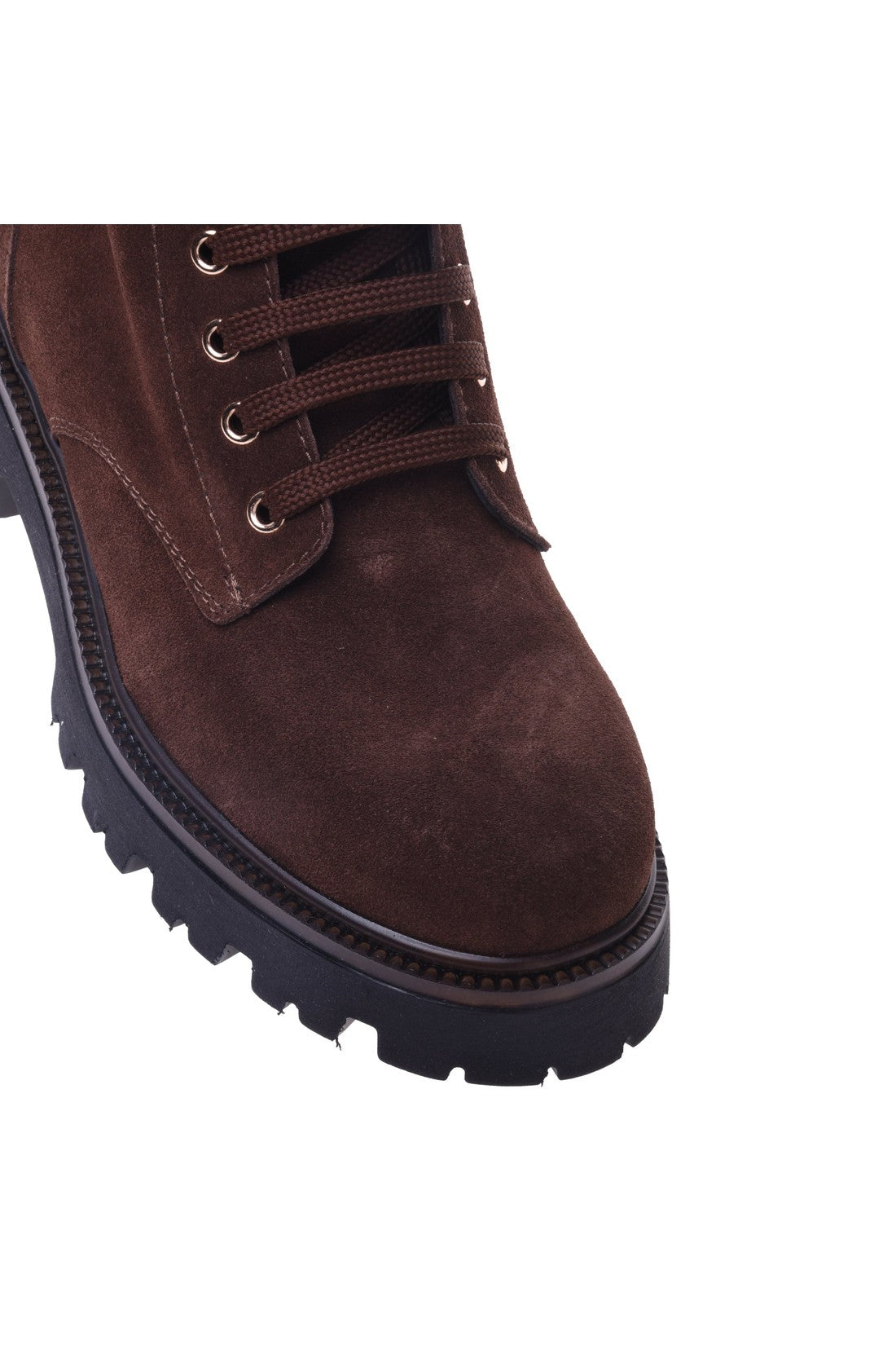 Combat boot in dark brown suede