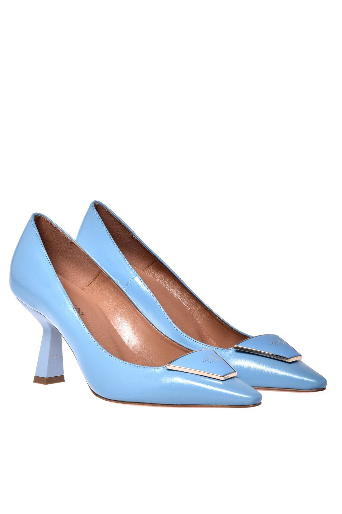 Court shoe in blue nappa leather