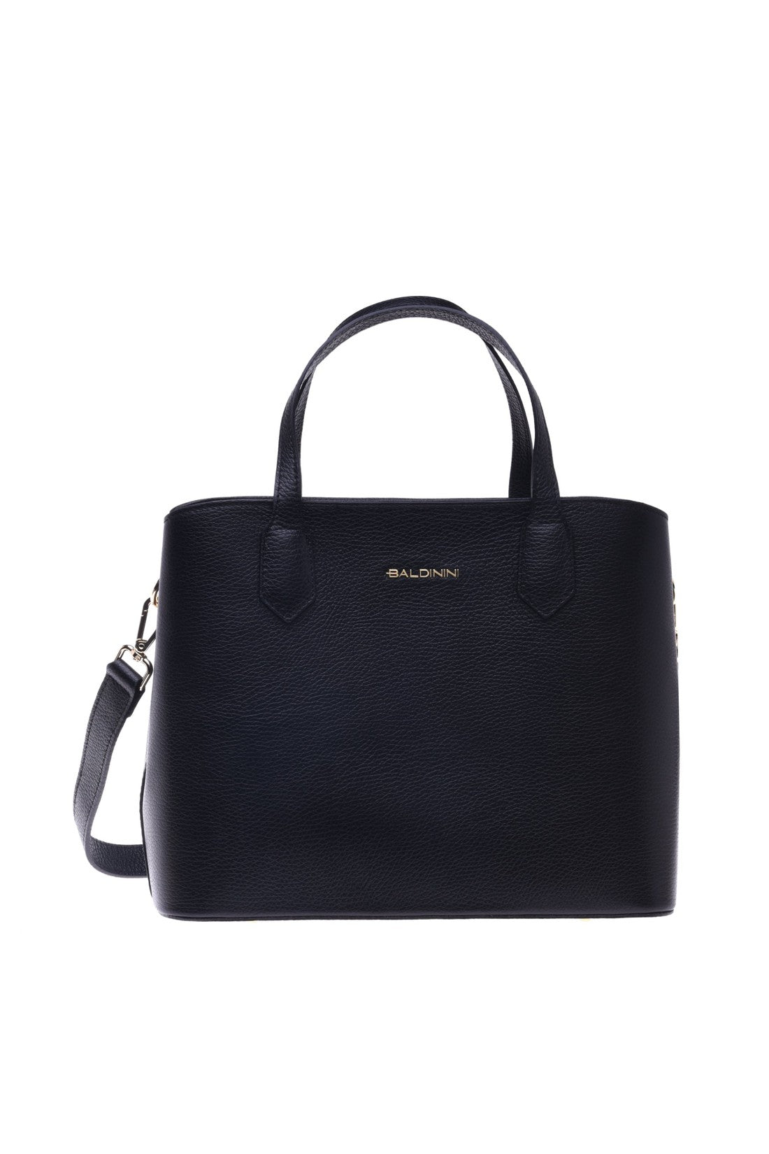 Handbag in black tumbled leather