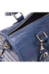 Light blue printed leather handbag