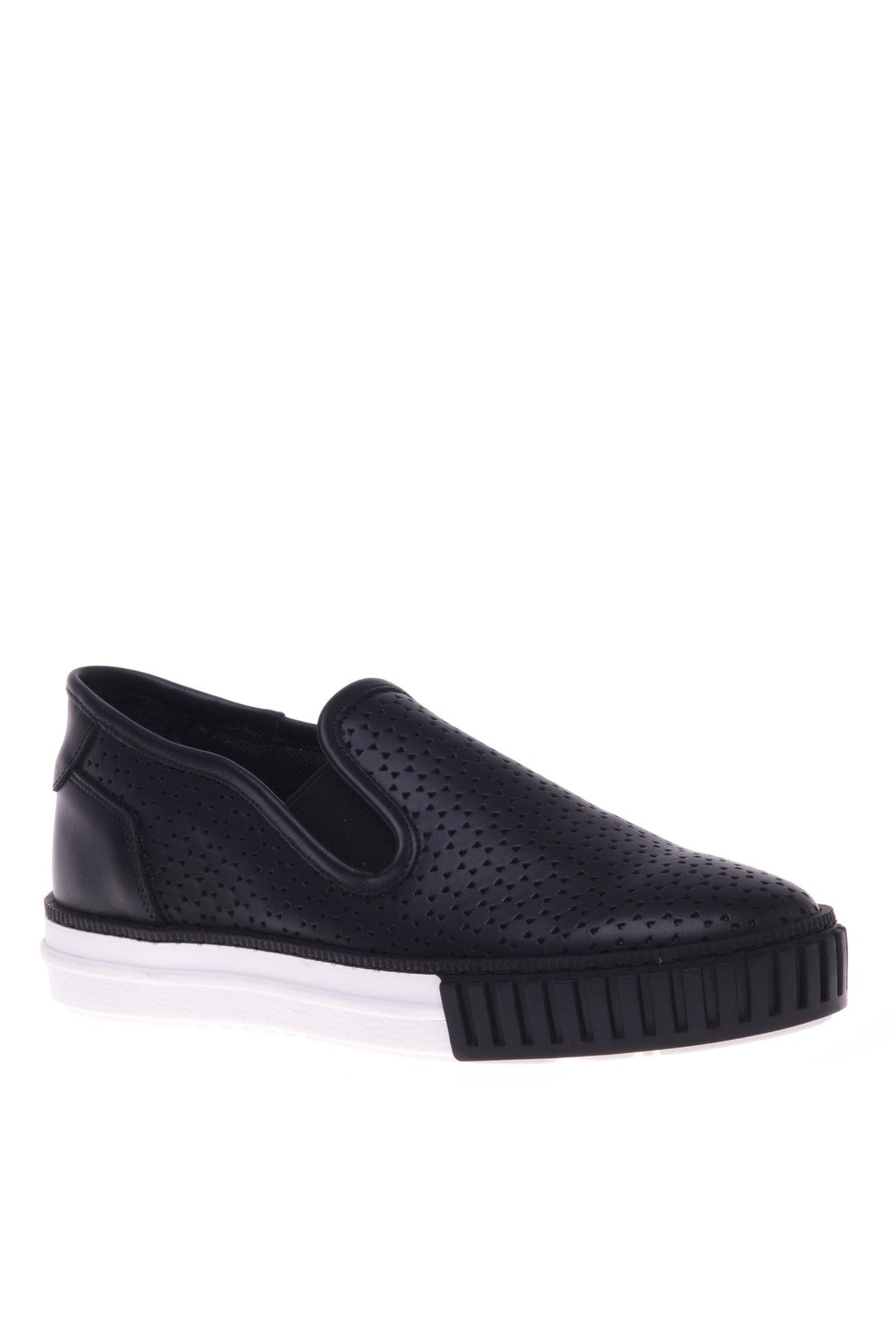 Loafer in black perforated nappa leather