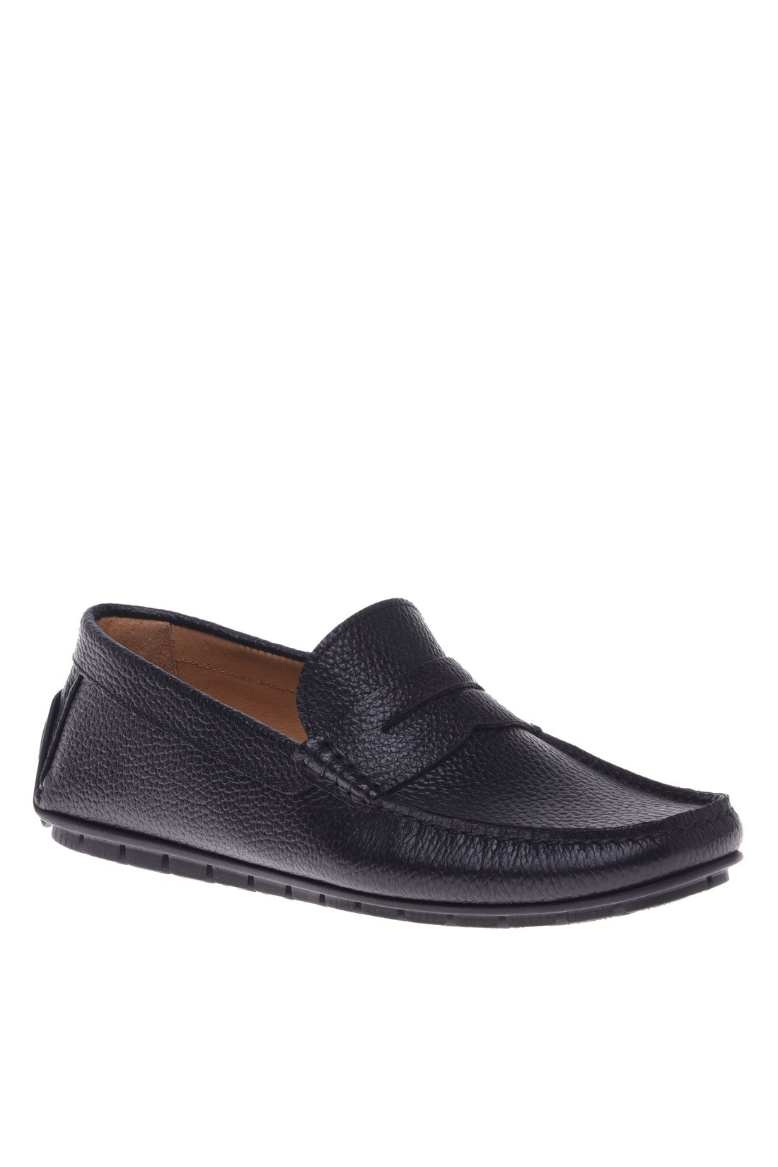 Loafer in black tumbled leather