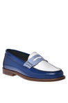 Loafer in blue and cream shiny calfskin