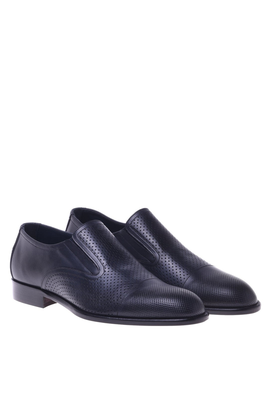Loafer in blue perforated calfskin